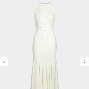 Boohoo Hand Embelished Ivory Maxi Dress